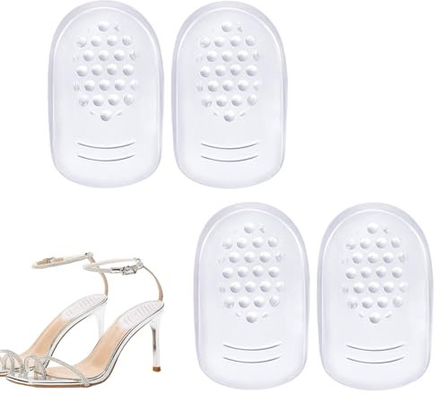 Gel Heel Cups, 2 Pair Silicone Pads for Plantar Fasciitis Support, Bone Spur and Achilles Tendonitis (L)