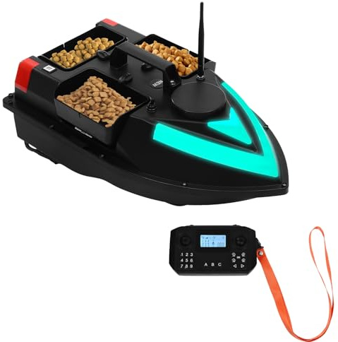 DCSYOG GPS betesbåt 500 m foderbåt med GPS betesförsörjningsbåt dubbel motor fiskebetesbåt automatisk kryssning/retur/ruttkorrigering med 7 färgglada lampor för fiske