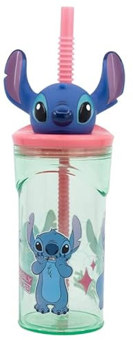Disney Vaso de punto con popote y tapa, vaso de plástico duradero para niños, vaso a prueba de fugas con pajita.