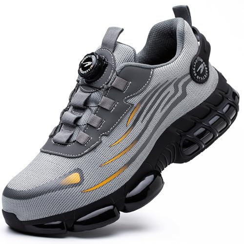 Zapatillas Industriales Seguridad Hombre Mujer Comodo Ligero Zapatos de Seguridad Botas Trabajo Hombre Zapatos Cocina con Punteras de Acero Transpirable Antideslizante Gris 46 EU
