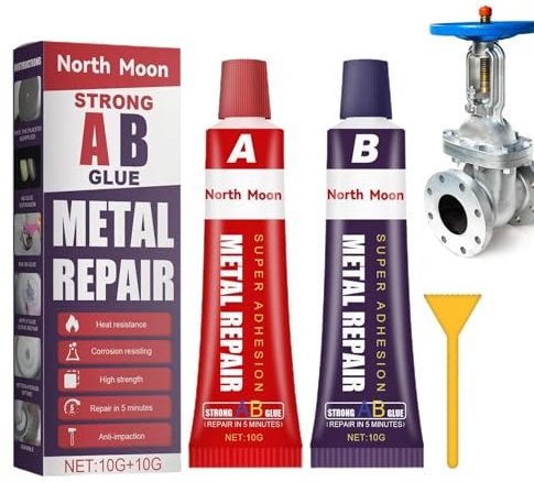 Flüssigmetall 2 Komponenten Epoxidharz Hitzebeständig - Metall Reparatur Paste für Gussfehler, Gusseisen und Metallspachtel