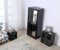 AFN High Gloss Mirrored 3 Piece Bedroom Furniture Set - Includes Wardrobe, 4 Drawer Chest, Bedside Cabinet (Black)