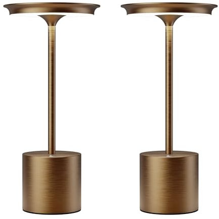 YIKUI Tischlampe Kabellose, LED 3 Farbtemperatur Dimmbare, Außenbereich Camping IP54 wasserdicht Tischleuchte, 6000 mAh Batterie Schlafzimmer Restaurant (2Titan)