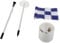 Culnflun Golf Flagpole Set, Golf Flagpole Portable 3 Feet Flag Pole Set 2 Section Design Indoor Outdoor Golf Practice Sign Nylon Glass Fiber Plastic Cup Hole (Blue White Grid)