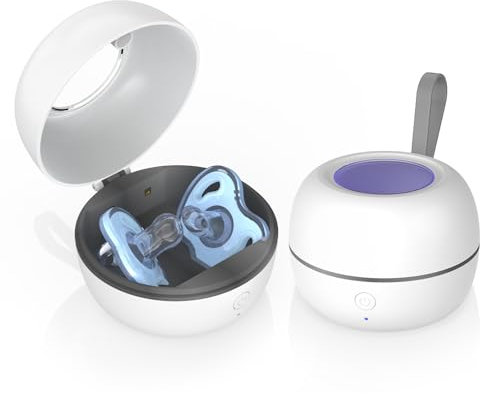 MOMMED Esterilizador UV para Chupetes Mejorado, Esterilizador Portátil para Chupetes, Esterilización al 99,99% en 3 Minutos, 270 Minutos de Autonomía, Desinfectante para Chupetes de Bebé para Llevar