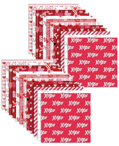 Motivpapier Valentinstag Scrapbooking Papier Herz 24 Stück Spezialpapier für Valentins-Scrapbooking - Doppelseitig Herzförmiges Kartonpapier für a