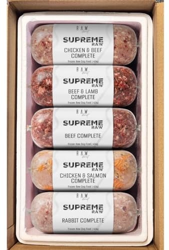 RAW DIRECT Supreme Raw Frozen BARF Dog Food - 454g Rolls - Variety Flavours – Box of 10, 20, 30 Rolls - Premium Natural Barf Diet - High-Protein, Grain-Free & Nutrient-Rich (30, NO TRIPE MIX)
