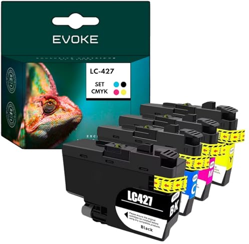 EVOKE LC427 CMYK Patronen Set kompatibel zu Brother MFCJ5955DW J6955D MFC-J6957DW J6959DW (CMYK Set) 7500 Seiten 11ml