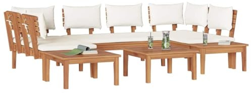 vidaXL Solid Teak Wood 2 Piece Garden Sofa Set with Solid Teak Cushions