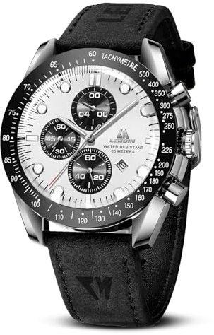 LN LENQIN Herren Analog Quarz Uhren Business Style Uhren 30M Wasserdicht Armbanduhren mit Lederband für Männer Elegante Uhren mit Datum