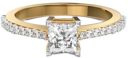 WORLD WIDE GEMS princess pave solitaire 925 sterling silver ring | goldplated | with moissanite, princess & round shape luxurey handmade jewelry ring's for women |WWJR_0770