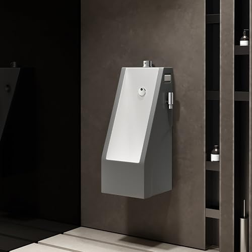 Orinatoi in Ceramica a Parete,Orinatoio per Adulti con Sensore,con Pistola a Spruzzo,per Bagni Abitazioni Servizi Igienici.(Gray)