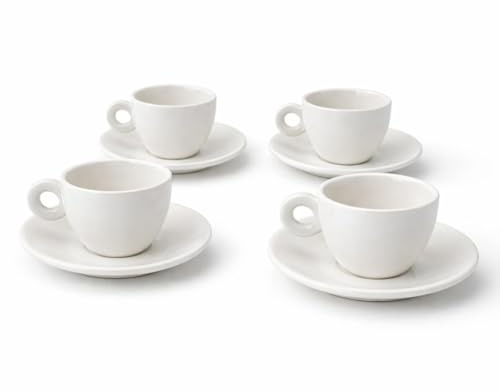 Leonardo Luxury Home Design Set 4 Tazze da The Porcellana Bianca Piattino 180 ml Resistenti Eleganti Lavastoviglie Microonde Cappuccino Caffè Latte Idea Regalo (Non Impilabili)
