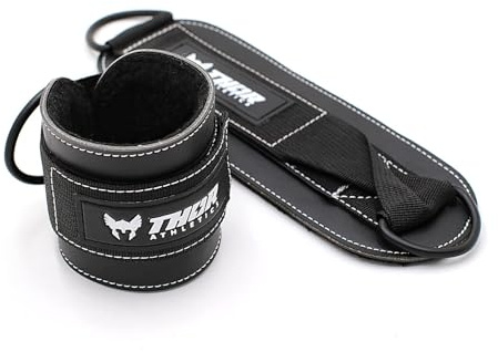 Thor Athletics Ankle Straps, Split-Leder-Fußkettchen, Extra Breit, Schwarz, 2er Set