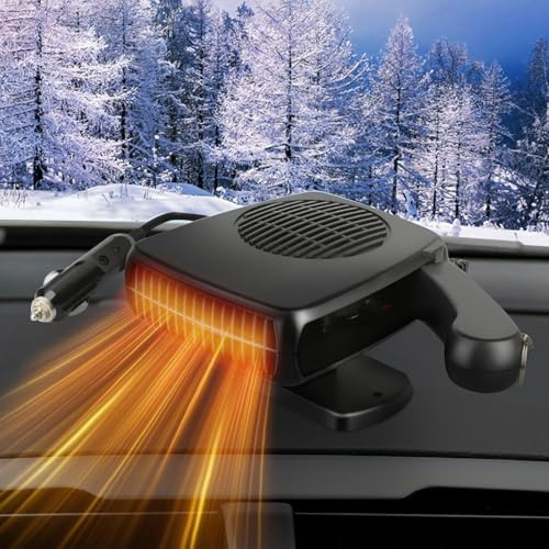 Chauffage Portable pour Voiture 12 V Dégivreur de Chauffage de Voiture 2 in 1 Chauffage/Refroidissement avec Base Rotative à 360° pour Désembuage et Dégivrage de Pare-Brise de Voiture (Couleur 4)