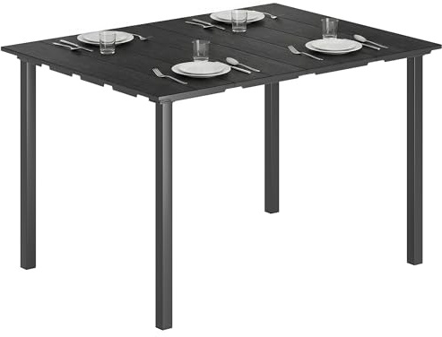 Outsunny Mesa de Comedor de Jardín Rectangular para 6 120x90x74 cm Negro