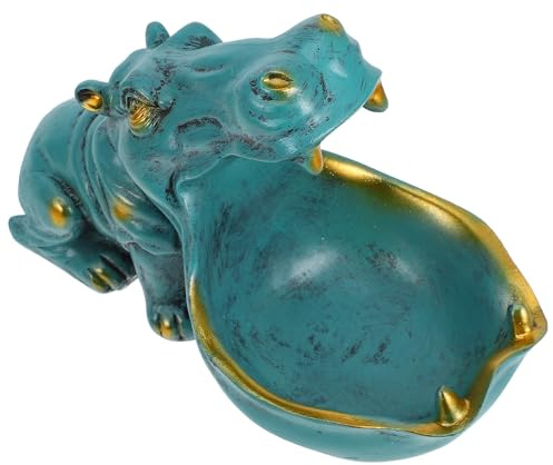 minkissy Hippo Statue Resin Decorative Bowl with Keys Bowl for Home | Playful Living Room and Bedroom Accent, Storage for Essentials, Charming Whimsical Décor Piece