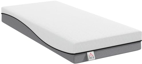 HOMCOM Matratze 90x200cm H3 Mittelfest 20 cm Höhe Ergonomisch | Atmungsaktiv, Gel-Memory-Schaumstoff, Abnehmbarer Waschbarer Bezug, Öko-Tex & CertiPUR Zertifiziert