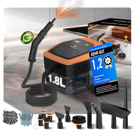 20-IN-1 Dampfreiniger Handgerät【100% Kühler & Akkufreier Griff–Neueste NH Labor-Technik】【99,99% Keimreduktion–SPJ Spitzentechnik】Dampfreiniger für Alles,Steam Cleaner für Fußboden, Sofa(Upgraded)