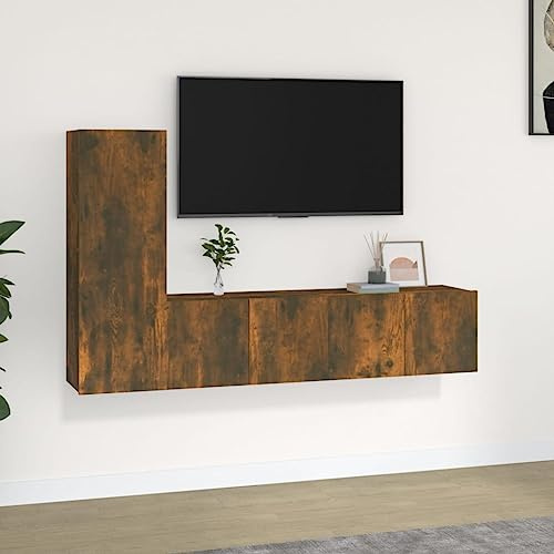 3er Set RTV Schränke, Smoke Eiche, Holzwerkstoff, Wandmontage, Tür, Aufbewahrung