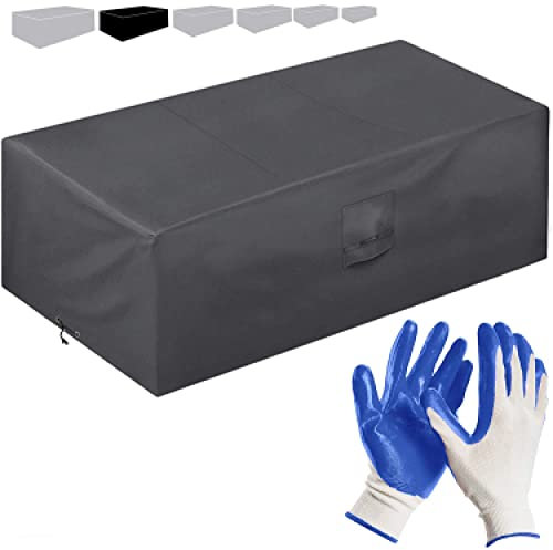 smartpeas Abdeckplane Gartenmöbel - Wasserdicht | UV Beständig | Winterfest Schutzhülle Gartenmöbel - Dimesion 242X162X100 cm - Mit Ventilationsfenster - Plus: Gartenhandschuhe