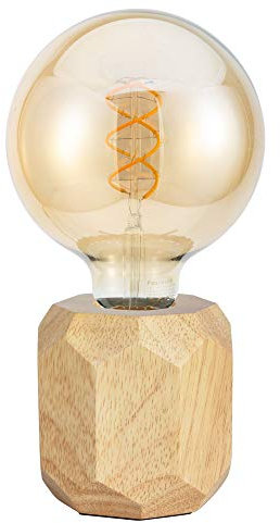Pauleen 48159 Woody Sparkle Tischleuchte aus Holz skandinavische Tischlampe Würfellampe max25W E27 Holz 230V