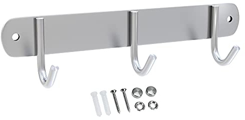 INTIRILIFE Edelstahl Garderobenleiste Modell E - 3 Haken - 22 x 5 cm - Kleiderhaken Garderobe Hakenleiste in 5 verschiedenen Designs