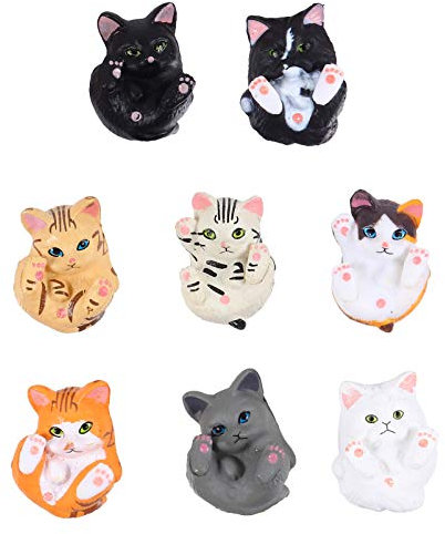 8 x Miniatur-Figuren für Kätzchen, Katze, Gartendekoration, Mini-Katzenfigur, Spielset, Tierstatue, Spielzeug für Puppenhaus, Sandtisch, Auto, Innendekoration