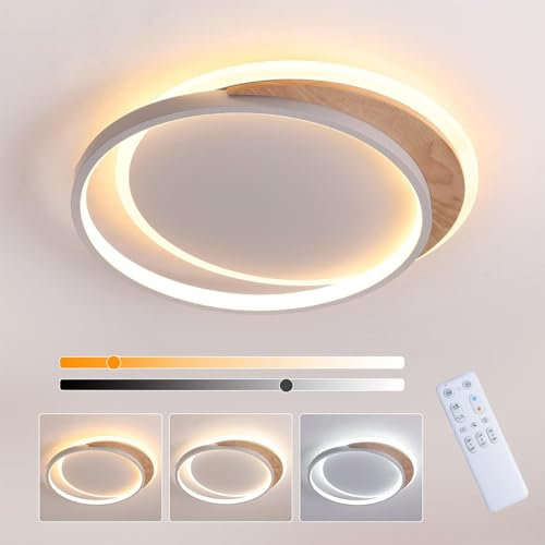 FANLG Deckenlampe Schlafzimmer, 40cm LED Deckenleuchte Dimmbar 3000K-6000K Lampe Wohnzimmer 24W Moderne LED Deckenleuchte für Schlafzimmer Wohnzimmer Balkon Küchen Flur Küche Kinderzimmer