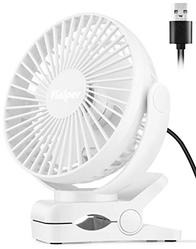 viniper 6 inch USB Clip on Fan, Portable Small Desk Fan : 360° Rotation & 3 Speeds Strong Wind Table Fan, Quiet and Powerful for Home,Office - White