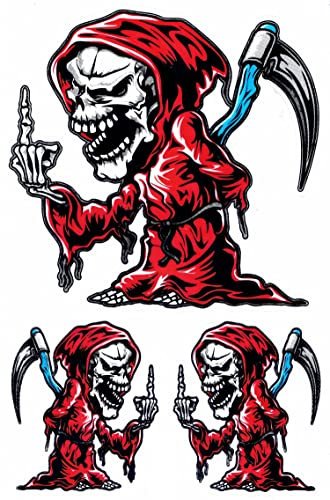 1 Bogen - Totenkopf Sensemann Schädel Sticker Motorsport Motocross Auto Roller Tuning Aufkleber Folie 1 Blatt 270 mm x 180 mm wetterfest oder auch für Modellbau