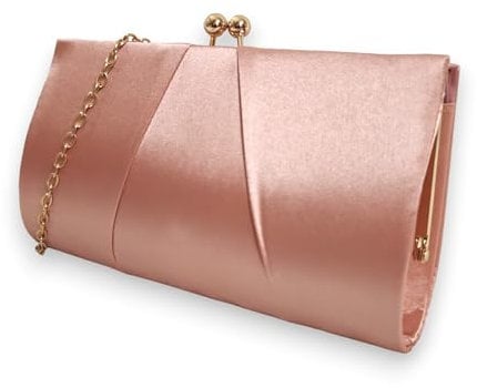 UShopUK Sac à main en satin pour mariage, soirée, rose pâle, medium