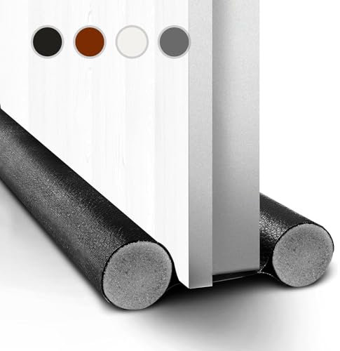 2 pezzi Sottoporta Paraspifferi Porta Blindata 96 cm, Para Spifferi Sotto Porta, Spifferi Porta Ingresso, Prevenire Vento, Isolamento Polvere Acustico (Nero)