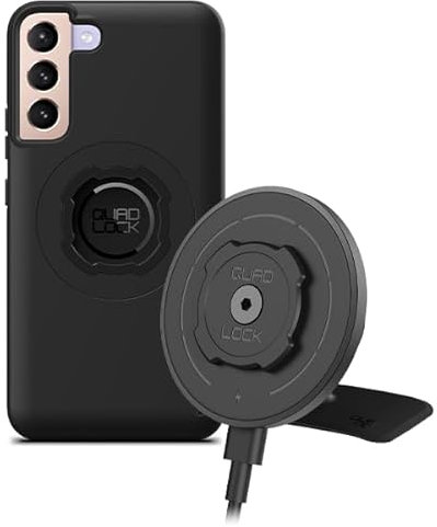 Quad Lock Adhesive Dashboard/Console Car Phone Holder Kit with MAG Wireless Charging Head V2 and MAG Phone Case for Galaxy S22 Plus
