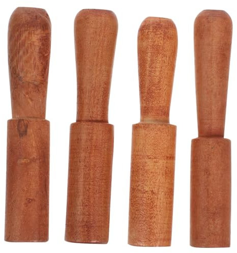 SAFIGLE Herramienta 4 Piezas Palo de cuenco tibetano cuenco de canto de gamuza de madera Nepal Palo de cuenco de palo hecho a mano vara Cuenco de música budista palo de percusión Cristal