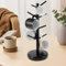 Foribyw 360° Rotating Coffee Cup Holder with 8 Hooks, Black Wooden Cup Holder Tree with Thicker Base, Counter Cup Holder, Coffee Cup Holder Storage Rack for Kitchen Countertop Cabinet Coffee Bar