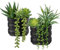 Hollyone 2PCS Artificial Succulents in Ceramic Pots, Dual-use Fake Succulents Arrangement in Black Pots, Hanging Faux Plants for Home Decor living Room Bathroom Kitchen Wall Table Shelf Office