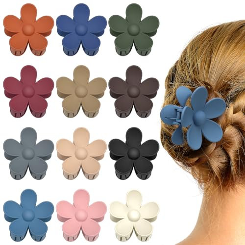 dusaniyali 12 Stück Große Klauen Haarspangen, Blumen Haarklammern Matte Rutschfest Haarspangen für Frauen Mädchen
