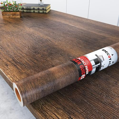 Decotalk Selbstklebende Tapete in Holzoptik 81x300cm Klebefolie Holz Tapete Klebefolie Möbel Holztapete für Badezimmer Küche Arbeitsplatten Schubladen Schränke Schreibtisch Braun Wasserdicht