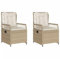 Willood Gartensessel Liegestuhl Gartenstühle 2 STK. Verstellbar Beige Poly Rattan
