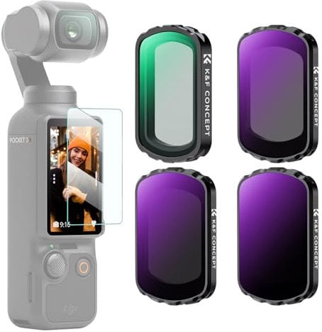 K&F Concept Magnetic ND & Black Diffusion 1/4 Filter Set, ND16 ND64 ND256 Filter Kompatibel mit DJI Osmo Pocket 3 Creator Combo Zubehör, 4/6/8 Blendenstufe Light Reduction Cinematic Black-Mist Filter