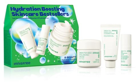 INNISFREE Hydration Boosting Skincare Bestsellers, 10% savings, Cleansing Foam, Serum & Cream, with Beauty Green Tea™, Hyaluronic Acid, Amino Acids, 3-Step K-skincare, K-Beauty Gift Set