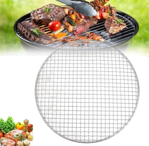 YAIUNHIQ Edelstahl Grillrost Rund 30cm, Grillgitter Rund, BBQ Grillgitter Edelstahl Backblech, für Camping, Garten, Picknick,50cm