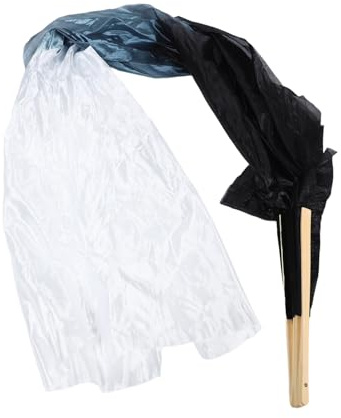 BESPORTBLE 2pcs Gradient Color Long Folding Polyester Dance Fans Extended Belly Veil Fans for Chinese Traditional Performance Stage Party Favors