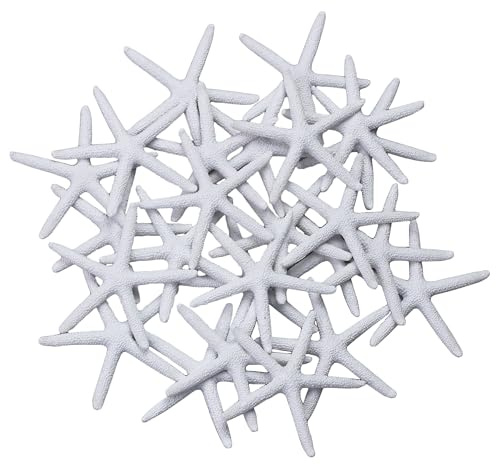 LJY White Resin Starfish, 25 Pack, 8 cm Coastal Craft Decor | Raised surface details create a repeated sea-life form for dry decorative arrangements