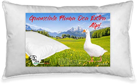 Tex Tirol Alpi - Guanciale Rettangolare Piuma Oca, Bianco, 50 x 80 cm, 1 pezzo
