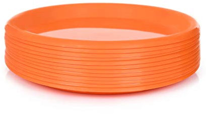 Mintra Home Lot de 12 Assiettes en Plastique Réutilisables Rondes, 25.4 cm, Sans BPA, Passant au Micro-ondes et au Lave-vaisselle pour Fête, Cuisine, Dîner et Déjeuner (Orange)