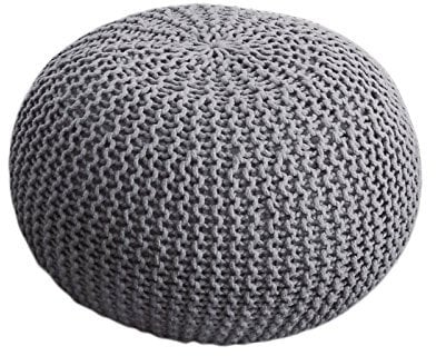 WCL Outdoor Hocker Sitzhocker Sitzkissen Pouf 55cm grau wasserfest Garten Sitzpouf