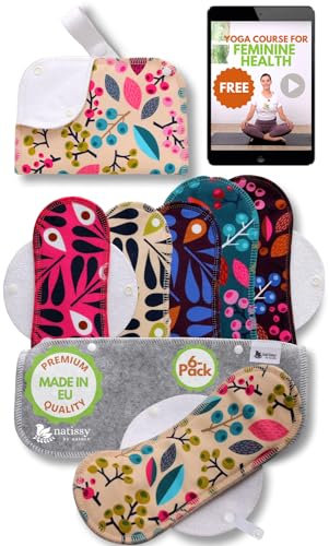 Waschbare Binden bio Baumwolle; 6-Pack + Tasche (Größe S+M) MINI Stoffbinden MADE IN EU; wiederverwendbare Binden Waschbar; Waschbare Stoffbinden für Menstruation; Baumwollbinden Damenbinden waschbar