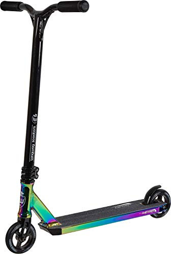 Longway Stunt-Scooter H=79cm Schwarz/Rainbow Regenbogen Oilslick Neochrome + Fantic26 Sticker